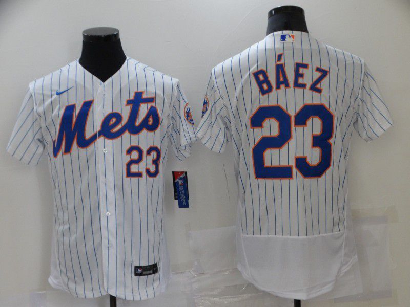 Men New York Mets #23 Baez White Elite 2024 Nike MLB Jersey style 1->green bay packers->NFL Jersey